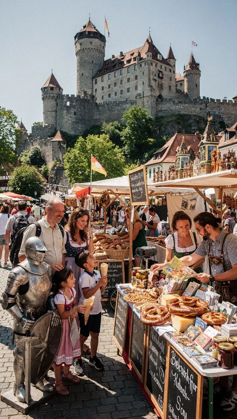 Moderne Buchungszentrale mit freundlichem Personal, das offline Beratungen und individuelle Reisepläne für Burgtourismus anbietet.